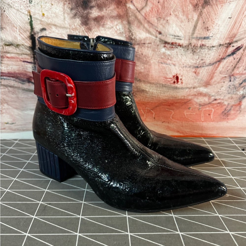 John Fluevog Buckled Ankle Boots Miranda - Sapphire